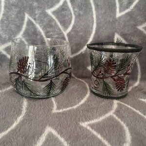 Crackled Glass Candle Holder and Accessories - Small